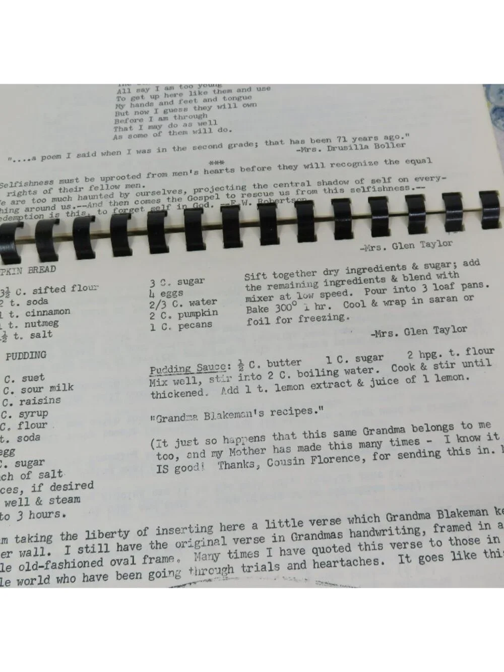 Gems of Food & Thought in a Friendly 4-J Setting Cook Book 1967 Gillette WY